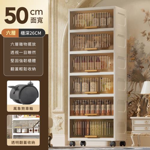 【好氣氛家居】 50面寬輕奢翻蓋6層附輪收納櫃/置物櫃/塑膠櫃/抽屜櫃(2色任選)