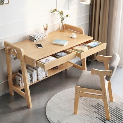 【AOTTO】 北歐風實木雙抽升降書桌-100公分(書桌 電腦桌 辦公桌 桌子 工作桌)