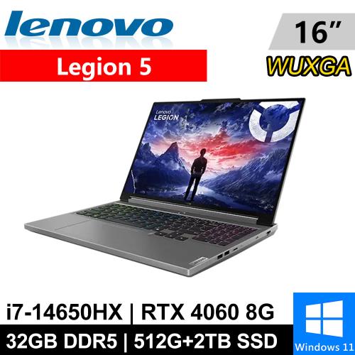 Lenovo Legion 5-83DG007STW-SP5 16吋灰(i7-14650HX/32G/512G+2TB/RTX4060 8G/W11)