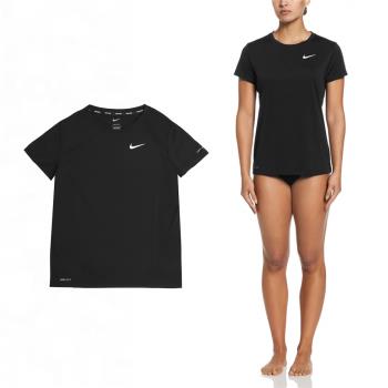 Nike 短袖 Swim Hydro Tee 女款 黑 白 速乾 防曬 抗UV 防曬衣 NESSD350-001