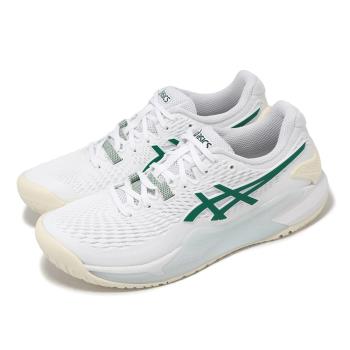 Asics 網球鞋 Gel-Resolution 9 女鞋 白 綠 吸震 穩定 運動鞋 亞瑟士 1042A246101