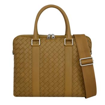BOTTEGA VENETA 690702 質感編織牛皮商務兩用公事包.駝色