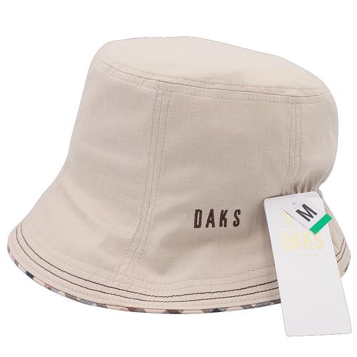 【DAKS】經典LOGO刺繡抗UV超輕量遮陽帽魚夫帽(卡其色)
