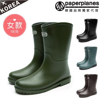 【Paperplanes】韓國空運來臺。雨晴兩用 厚底中筒顯瘦雨靴/版型正常(7-1572/四色/現+預)
