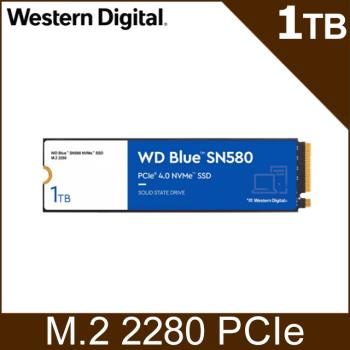 WD威騰 BLUE藍標 SN580 1TB Gen4 NVMe PCIe SSD固態硬碟(WDS100T3B0E)