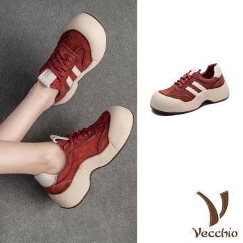 【VECCHIO】牛皮厚底休閒鞋/真皮頭層牛皮時尚運動風個性厚底休閒鞋 女鞋 紅