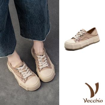 【VECCHIO】全真皮兩穿百搭餅乾鞋/全真皮頭層牛皮兩穿法設計百搭休閒餅乾鞋 女鞋 米