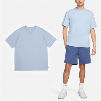 Nike 短袖 NSW Premium Essentials Tee 男款 藍 寬鬆 落肩 棉質 刺繡 短T DO7393-441