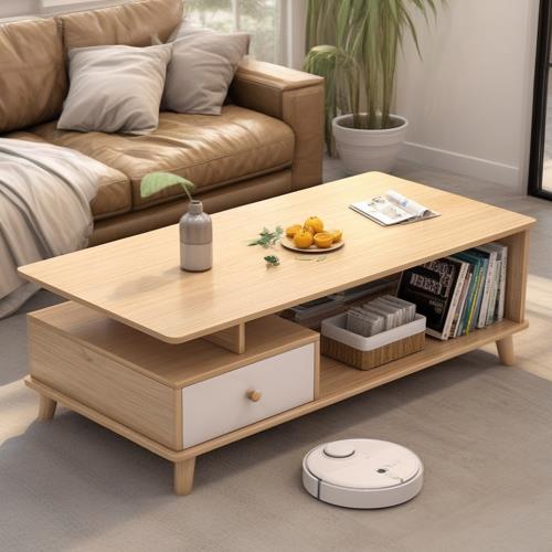 【STYLE格調】簡約現代日式客廳桌 木質雙層簡易長茶几(100*60*42.5)茶几桌/和室桌/矮桌/邊桌/泡茶桌