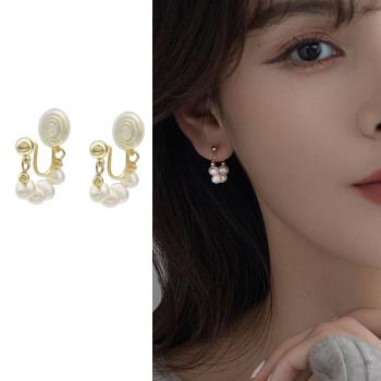 【Emi艾迷】韓系穿梭浪漫珍珠環繞耳環耳夾