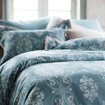 【Caliphil佳麗惠寢具】300織精梳棉 雙人床包被單四件組 伯利恆之星 歐式經典床組 100%美國棉 台灣製