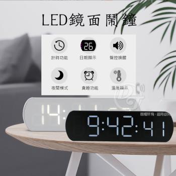 利百代 LED鏡面聲控多功能貪睡電子鬧鐘 LY-2026CL