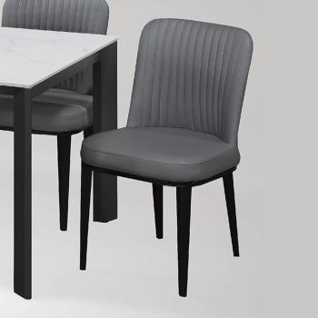 Boden-艾泰爾工業風灰色皮革餐椅/單椅/休閒椅/洽談椅/商業椅(四入組合)