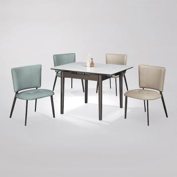 Boden-伊尼特2.7尺工業風岩板伸縮餐桌椅組合(一桌四椅-兩色可選-桌寬80~110cm)