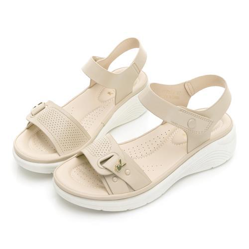 【PLAYBOY】悠閑時光極輕量增高涼鞋-PY0072杏