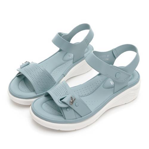 【PLAYBOY】悠閑時光極輕量增高涼鞋-PY0072藍