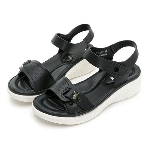 【PLAYBOY】悠閑時光極輕量增高涼鞋-PY0072黑