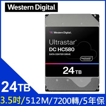 【WD 威騰】Ultrastar DC HC580 24TB 3.5吋 企業級內接硬碟(WUH722424ALE6L4)