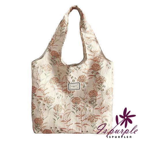 【iSPurple】輕巧帆布＊立體緹花粉色大開口軟布單肩背包