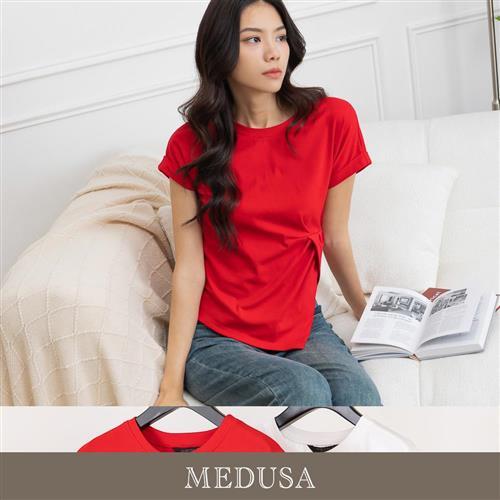 現貨【MEDUSA 曼度莎】造型抓褶收腰超顯瘦T恤 - 2色（M-XL）｜女休閒上衣 短袖上衣