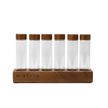 【Matrix】胡桃木蓋咖啡豆玻璃試管密封儲存罐 6入組