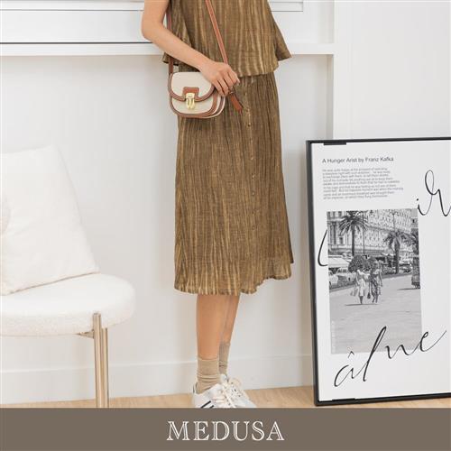 現貨【MEDUSA 曼度莎】超涼直壓紋亞麻裙（M-XL）｜涼感亞麻 中長裙