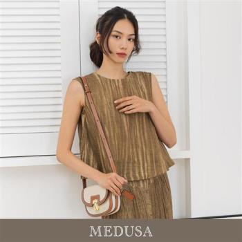 現貨【MEDUSA 曼度莎】超涼直壓紋亞麻無袖上衣（M-XL）｜涼感亞麻 女休閒上衣