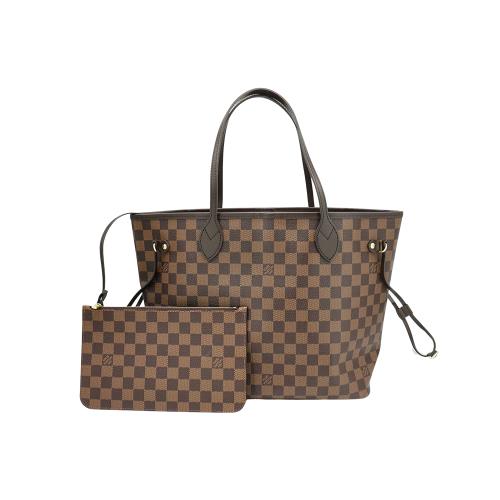 Louis Vuitton Neverfull MM 棋盤格帆布托特包(N40599-咖)
