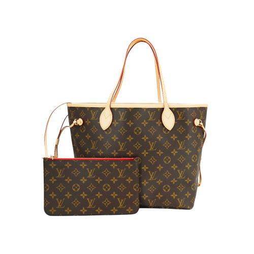 Louis Vuitton Neverfull MM 字花帆布托特包(M46987-咖)