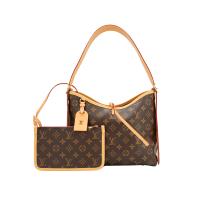 Louis Vuitton Carryall PM 帆布飾邊肩背包(M46203-咖)