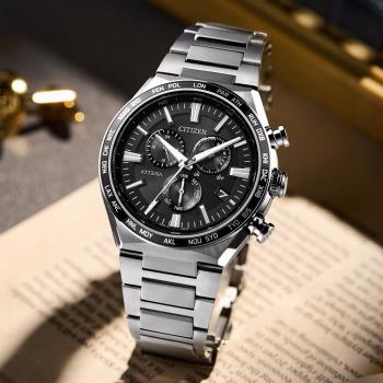 CITIZEN星辰 GENTS系列 電波對時 萬年曆 鈦金屬 光動能計時腕錶 CB5966-69E