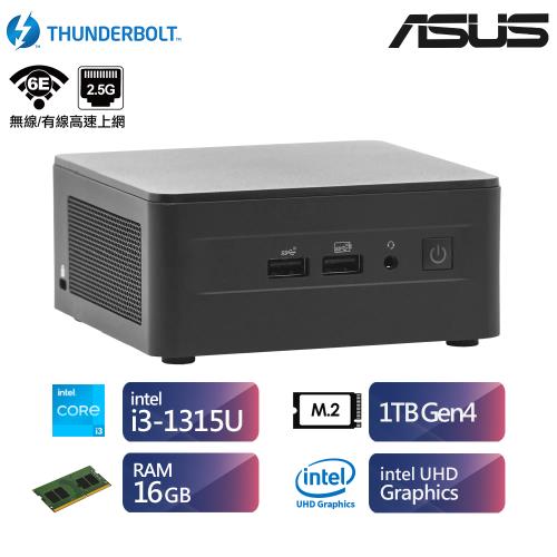 華碩迷你電腦Intel六核心 (i3-1315U/16G/1TB)【ET1DB0020A】