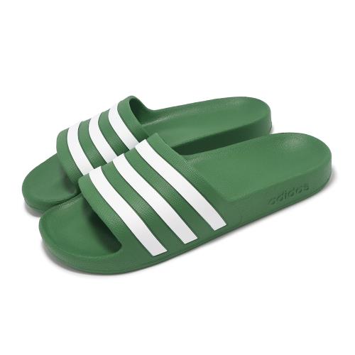 adidas 拖鞋 Adilette Aqua 男鞋 女鞋 綠 白 一體式 一片拖 三條紋 涼拖鞋 愛迪達 IH2690