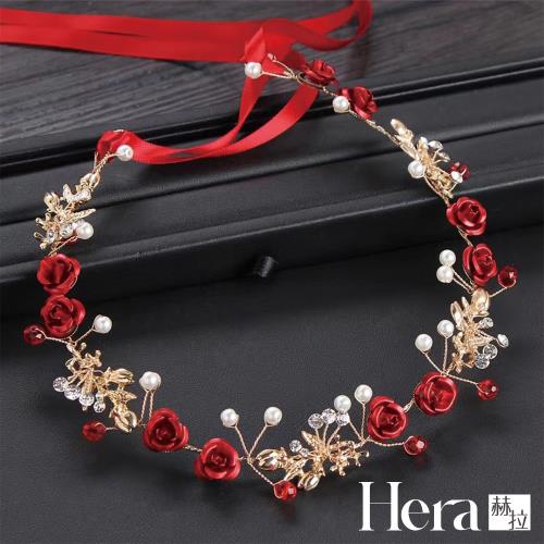 【HERA 赫拉】愛的宣言紅玫瑰鑲鑽扭珠新娘飾品-3款