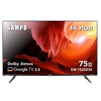 *買大送小*SAMPO 聲寶 75型 4K連網GoogleTV 3D立體聲音箱轟天雷 顯示器(EM-75JD230+MT-230)