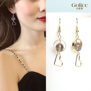 【Golicc】 韓國 時尚感 心型 耳環(飾品 耳飾 耳釘 耳扣 耳環 情人節 母親節 七夕 生日禮物)