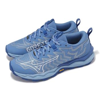 Mizuno 越野跑鞋 Wave Daichi 8 GTX 女鞋 藍 防水 緩衝 戶外 運動鞋 美津濃 J1GK2456-71