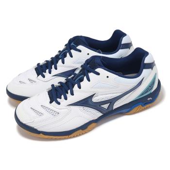 Mizuno 羽球鞋 Wave Fang Pro 男鞋 女鞋 白 藍 膠底 抓地 室內運動 運動鞋 美津濃 71GA2100-62