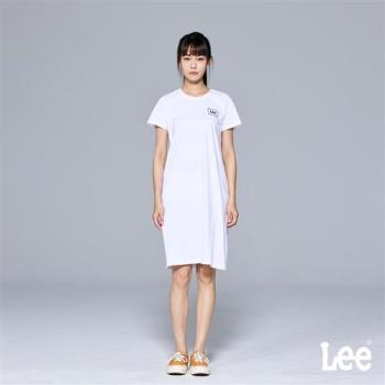 Lee 女款 棉質舒適 方框小LOGO 短袖休閒洋裝 Modern