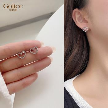 【Golicc】 韓版 簡約 麻花 愛心 耳環(飾品 耳飾 耳釘 耳扣 耳環 情人節 母親節 七夕 生日禮物)