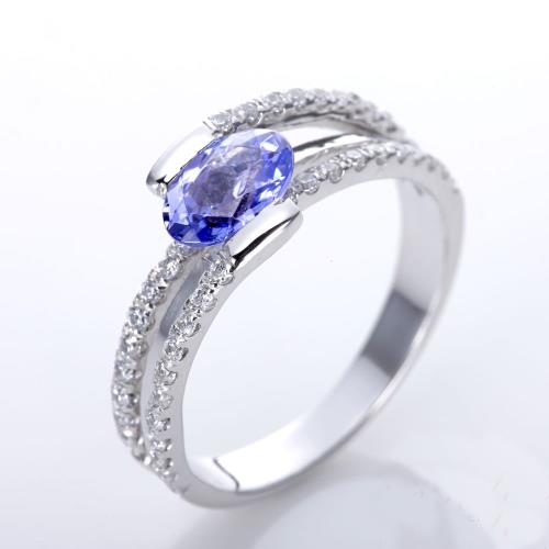 Dolly 18K金 天然丹泉石鑽石戒指(003)