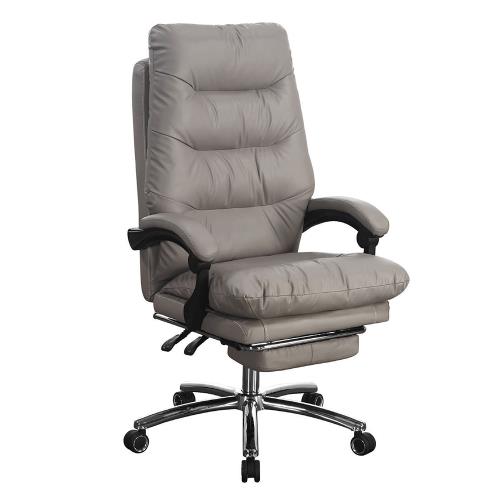 Boden-克洛伊灰色皮革電腦辦公椅/主管椅/人體工學椅-收納型腳靠墊