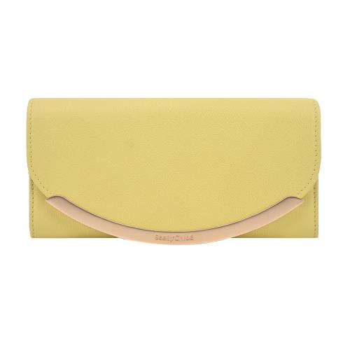 SEE BY CHLOE Lizzie 弧形標誌牛皮翻蓋長夾(黃色) 