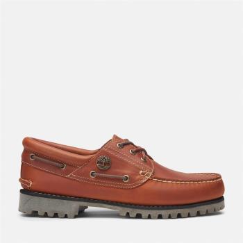 Timberland 男款深橘色皮革三孔帆船鞋│A2PDQEJD