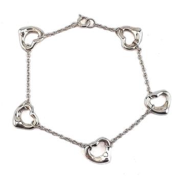 TIFFANY Open Heart 5個鏤空心形墜飾手鍊