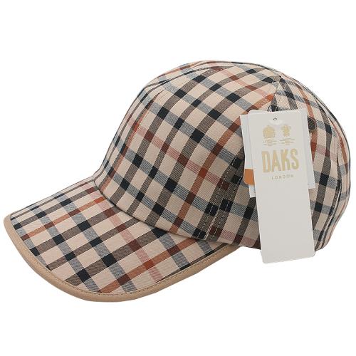 【DAKS】經點LOGO格紋抗UV輕量鴨舌帽棒球帽(卡其色)