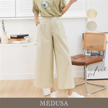 現貨【MEDUSA 曼度莎】小口袋蓋裝飾A字大寬褲 - 2色（M-XL）｜女休閒長褲 長寬褲