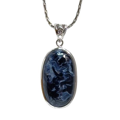 【喨喨飾品】6A彼得石純銀鑲邊墜子 M108