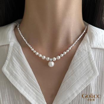 【Golicc】 不規則 碎銀子 珍珠 項鍊(飾品 頸鍊 鎖骨鍊 首飾 吊墜 情人節 母親節 七夕 生日禮物)