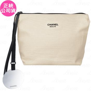 CHANEL香奈兒 時尚米色化妝包(公司貨)